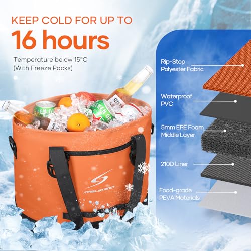 Image of Maelstrom 30 Can Insulated Cooler Bag, Leakproof Soft Ice Chest | Tote Style,16h Cold, Lightweight,Collapsible,Peva Liner,Waterproof,Gear Loop,Multi-Pockets,For Shopping,Beach,Picnic