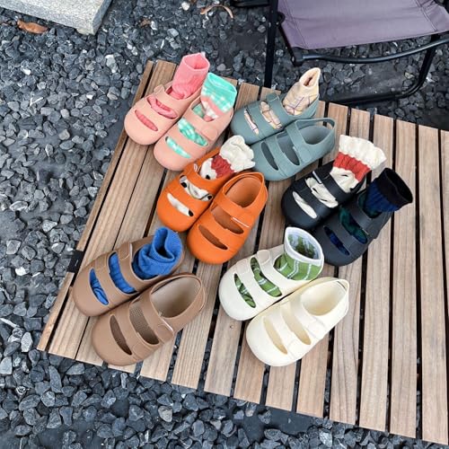 Image of HsdsBebe Little Kids Beach Sandals Toddler Boys Girls Jelly Sandals Closed-Toe With Anti-Slip Rubber Sole Children Summer Outdoor Water Shoes