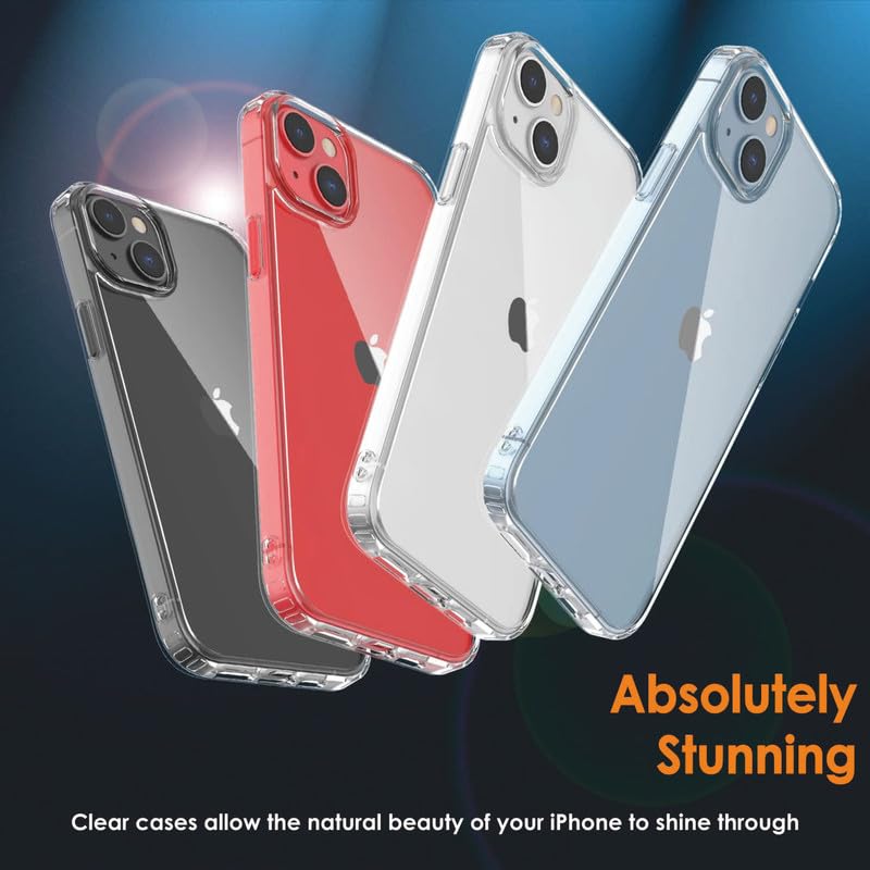 Image of Thermoplastic Polyurethane For iPhone Clear Case 15 Plus,[Anti-Yellowing Technology] [Military Grade Drop Protection] Shockproof Slim Hybrid Phone Case For iPhone 15 Plus-Crystal Clear