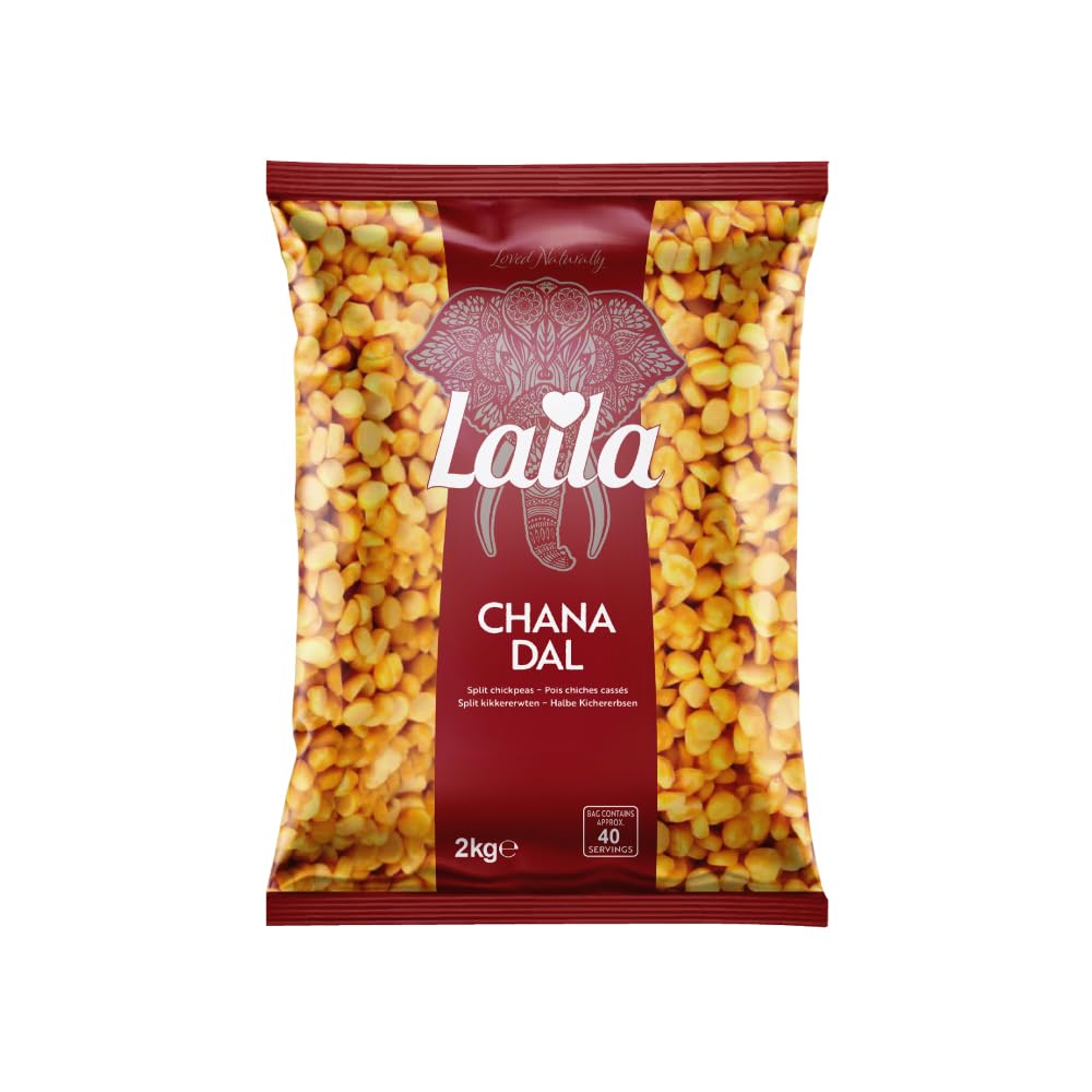 Laila Chana Dal 2Kg, Premium Split Chick Peas, Deliciously Nutty Chickpeas (Split), Protein-Rich Split Chickpeas