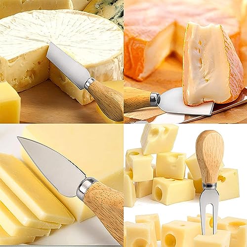 Qianxihu 6Pcs Cheese Slicer Set Cheese Knife Set Wooden Handle Cheese Knives Stainless Steel Cheese Knife and Cheese Shovel Set for Party Wedding Birthday - Image 7