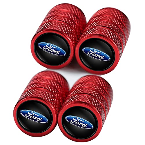 mustang tire valve stem caps - 4 PCS Valve Stem Caps, Tire Valve Caps for Ford Fusion F150 F250 F350 F450 F550 Edge Explorer Mustang F151, Alloy Car Tire Caps for Corrosion Resistant Leak-Proof Car Accessories, Red