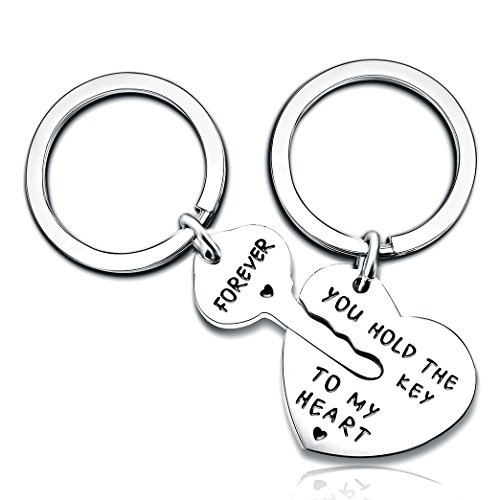 2pcs Couple Key Chain Ring Set - You Hold The Key to My Heart & Forever - Love Heart Key Locks Lover Gift