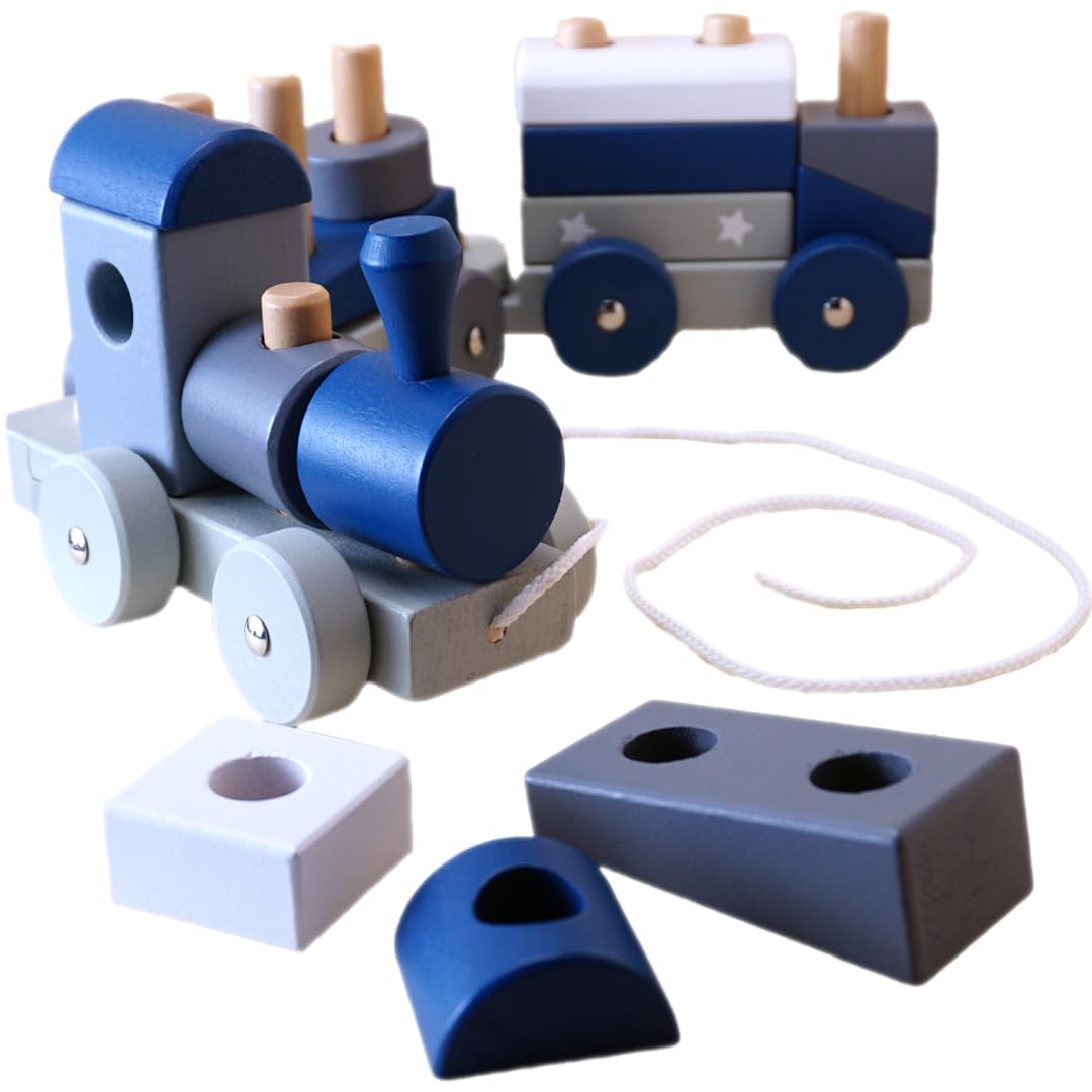 Wooden Toys by Curious Melodies | Sorting and Stacking - 3D Puzzle Blocks Pull Train | Developmental Activity Play Sets