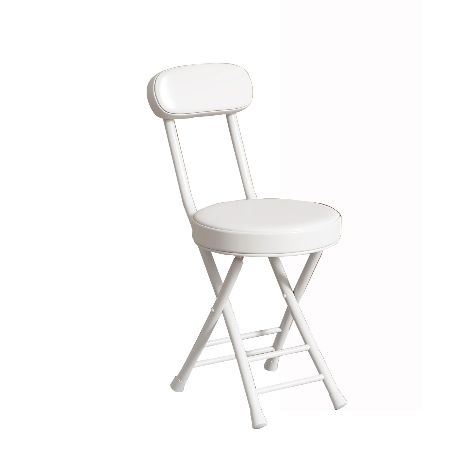  Folding Chairs Black Armless High back Open Work Vanity Chair,Ergonomic Foldable Metal Chairs 47cm sitting height Bar Chair(White)