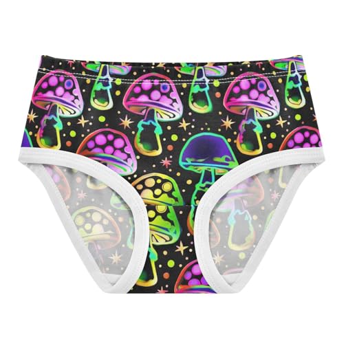 Joisal Toddler Underwear Floral 2t Cotton Panties for Girl Designer Briefs Girls Undies Colorful Neon Mushrooms Purple