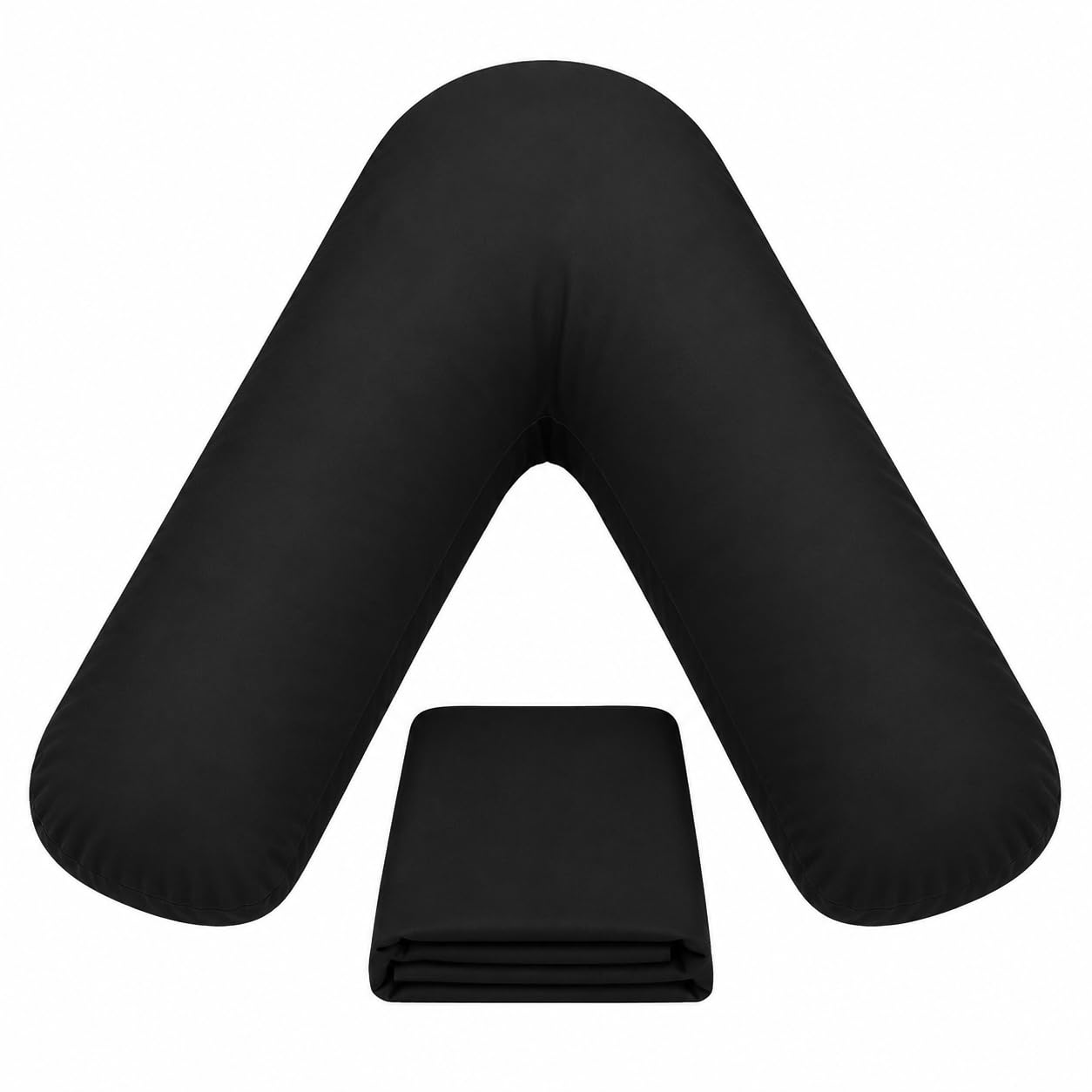 AmigoZone Orthopaedic-Luxury V Shaped Pillow Nursing, Pregnency, Back Support With Free Pillow Case (Black)