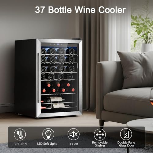 Image of Antarctic Star Beverage Refrigerator, 4.5 Cu.Ft Freestanding Mini fridge with Adjustable Temperature (32F-61F), Wine Fridge for Home, Bar and Office, Black