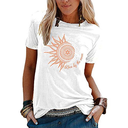 Damen T-Shirt Mit Band Print - Baumwolle, Lässig & Langlebig
