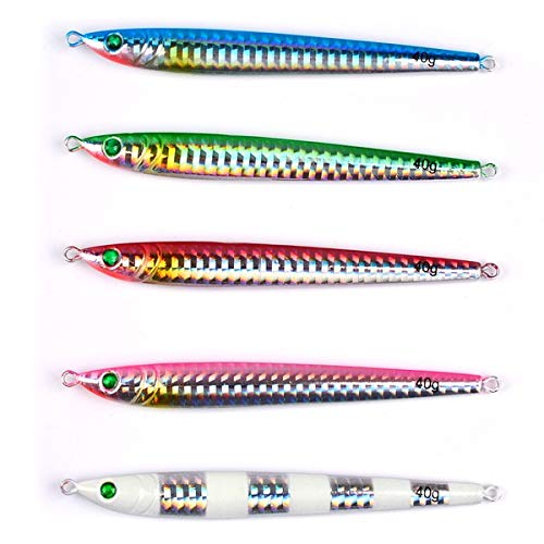 Lot de 5 leurres de pêche en Alliage de Plomb sans Logo LSB-Lere - 7 g / 10 g / 14 g / 17 g / 21 g / 28 g / 40 g / 60 g / 80 g / 100 g