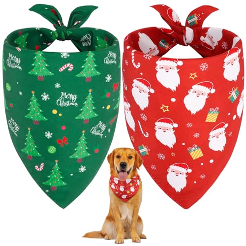 SZEE 2 Stück Hundehalstuch Weihnachten,Hunde Bandana-Festliches Halstuch für Hunde & Katzen mit Santa- und Tannenbaum-Motiv, Weiches Kopftücher Waschbarer Hundehalstücher, Ideale Haustiergeschenk, XL., 5.69 €