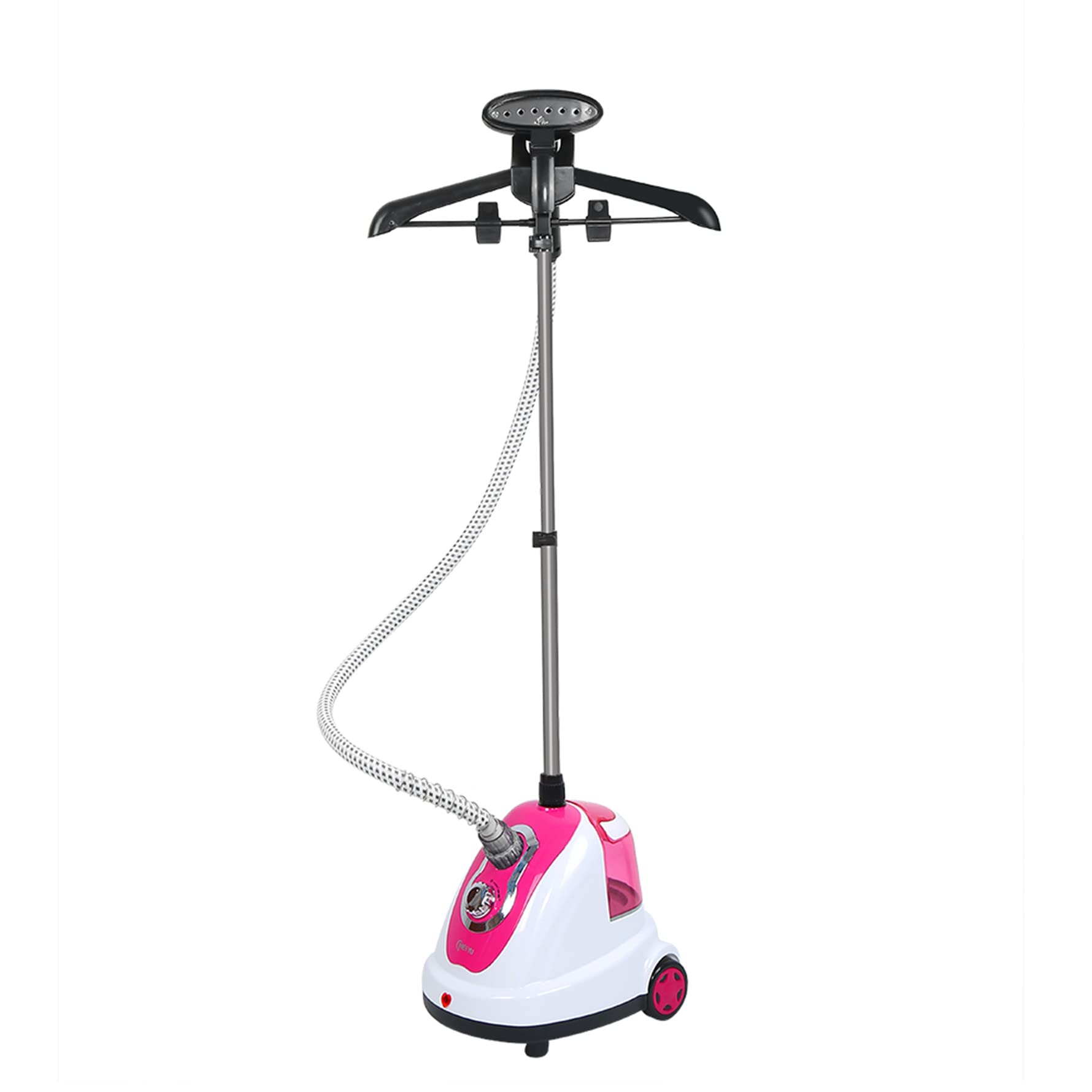 Garment Steamer Professionale, Stiratrice Verticale con piastra Acciaio Inox, Vapore continuo, Asta telescopica, Serbatoio 1.7 L, Accessori inclusi, 1700W 30g/min 230V/50H (Rosa-1700w)