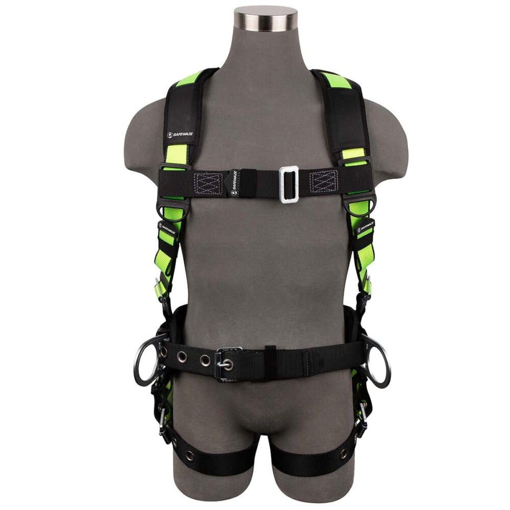 Safewaze 023-1229 PRO Construction Harness: 3D, MB Chest, TB Legs, Trauma relief, Medium