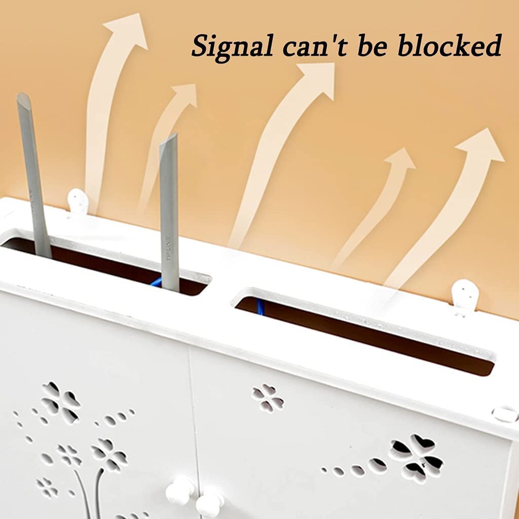 ❀❀❀Wifi-Router-Regal,Desktop-Deko-Box, Aufbewahrungsbox for WLAN-Router – Regal, weißes WLAN-Router-Aufbewahrungsregal, TV-Wand, 2-lagiges Aufbewahrungsregal, Wand, Multimedia-Dekoration, Shelter Box