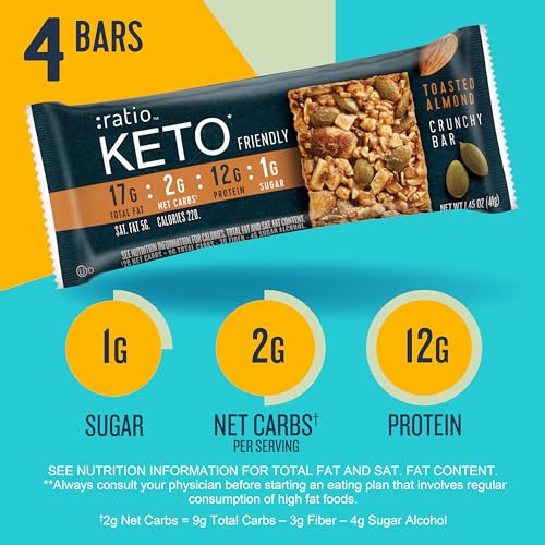 :Ratio Ratio Crunchy Bar, Toasted Almond, 12G Protein, Keto Friendly thumb #3