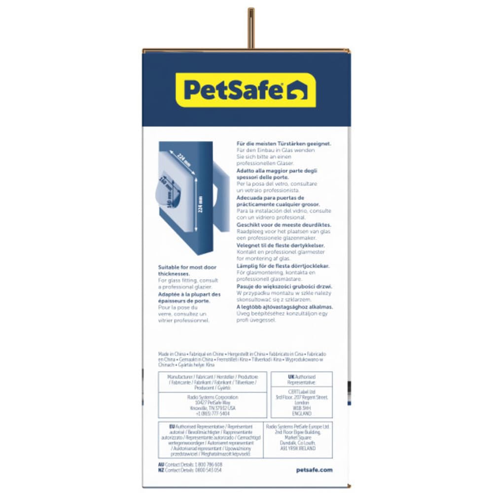 PetSafe Katzenklappe mit 4 Verriegelungsmöglichkeiten - Haustiertür für Katzen, Einfache Installation - Manuelle Verriegelung, robuster Rahmen - Weiß, inklusive Erweiterungstunnel