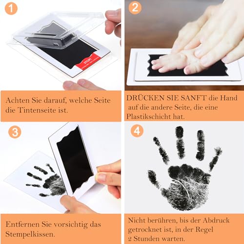 6 pcs Fußabdruck Baby Nabance Handabdruck Baby Clean Touch Pfotenabdruck set Hund Baby Fussabdruck Set Fußabdrücke Baby kommt nicht mit Farbe in Berührung für Baby Shower Familie Geschenk 0-6 Monate