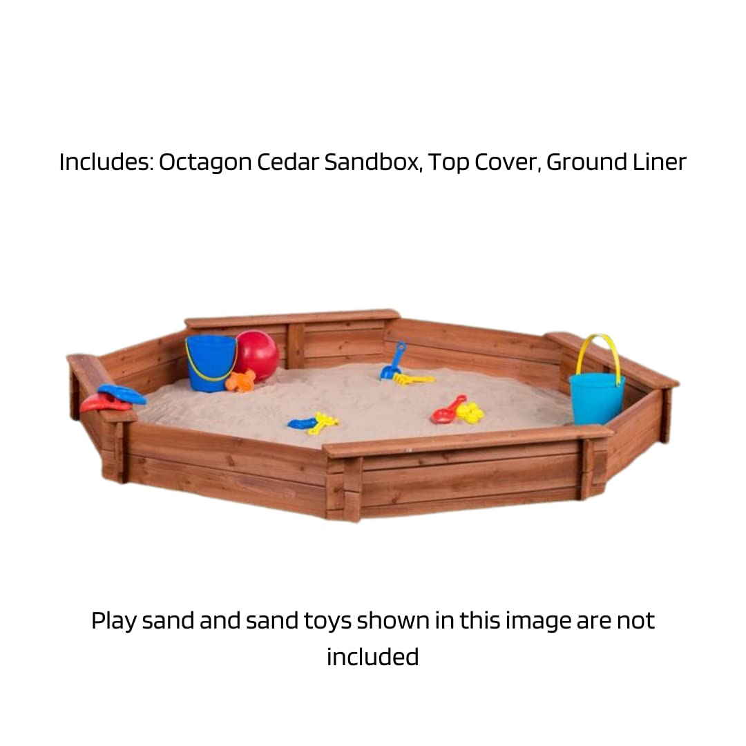 Buy Octagon Wooden Cedar Sand box w Seat Boards EcoFriendly Cover