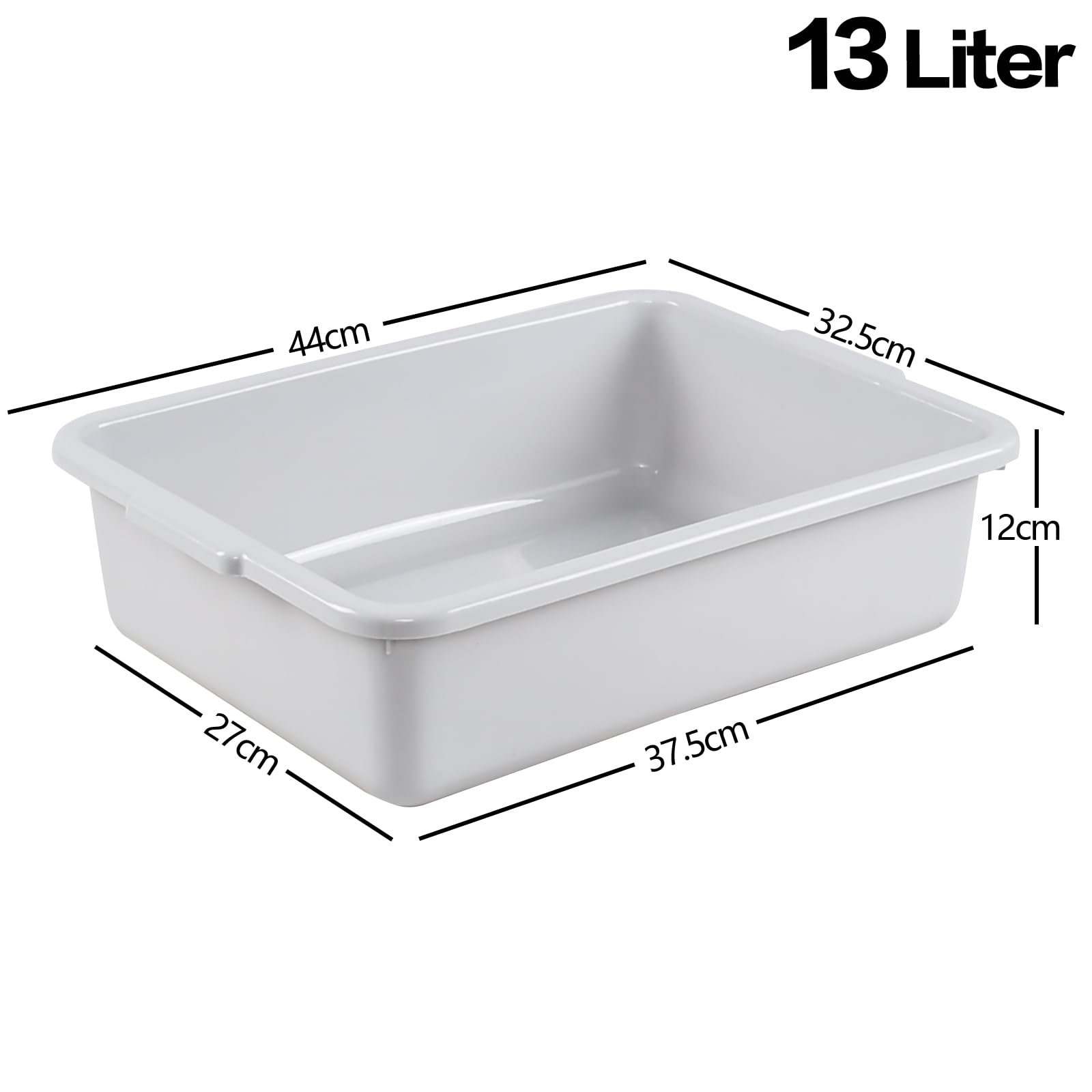 Lot de 3 bacs à vaisselle en plastique de 13 L, gris