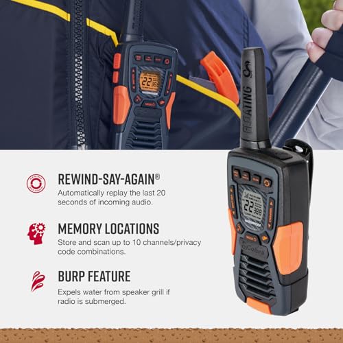 Image of Cobra ACXT1037R FLT Floating Walkie Talkie - Waterproof, Rechargeable, Long Range up to 37-Mile Two Way Radio with NOAA Weather Alert & VOX, (1 Pack)