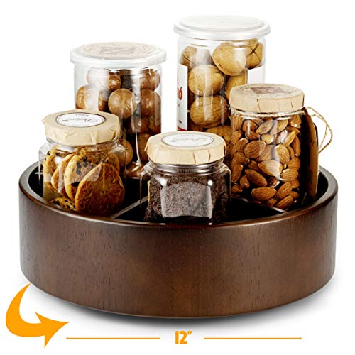 12" Lazy Susan Turntable Wood - Kitchen Turntable Storage Food Bin Container