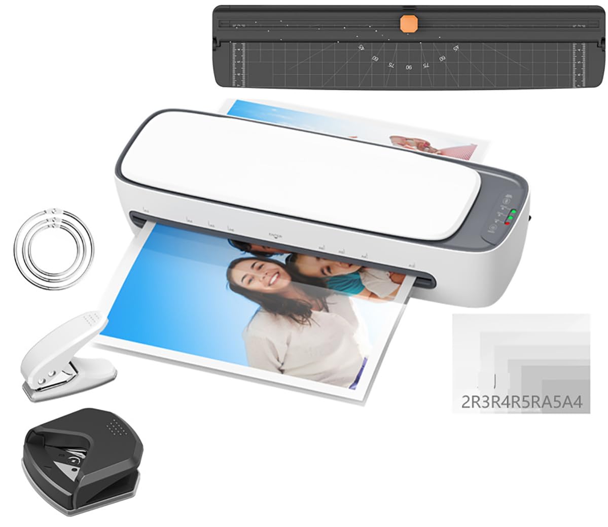 Máquina laminadora térmica 6 en 1, con 12 Hojas de laminación, Cortador de Papel, fileteador, Perforadora, Anillo de encuadernación, ajustes de Calor y frío,