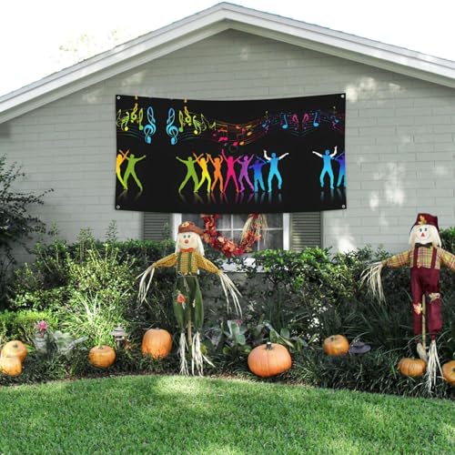 MINDBBDFJ Dance With Music Print Banners And Signs For Outdoor/Indoor,Personalized Banner Customizable Parties Halloween Banner (180x90cm)3