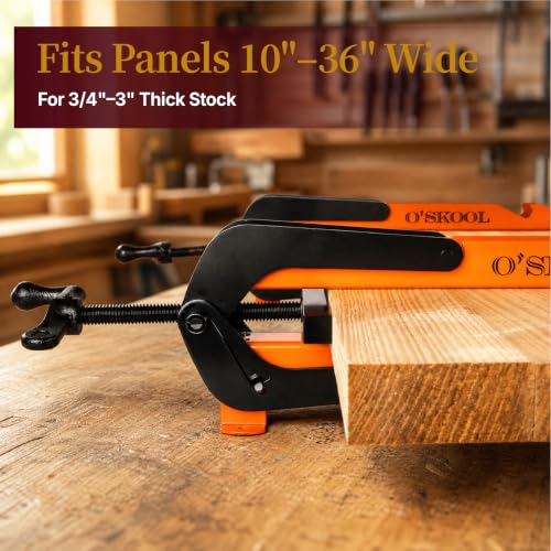 Image of O'SKOOL 36 Inch Pressure Panel Clamps Steel System, 2 Pack | 4-Way Clamping, 10 To 36 Inch Panels, 3 /4 To 3 Inch Thick, For Woodworking Panel Glue-Ups, Edge Gluing And Cutting Boards