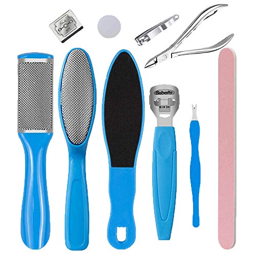 BIMZUC Pedicure Kit Foot Files Set - Stainless Steel Foot Rasp Foot Dead Skin Remover Foot Scrubber Pedicure Tools Set, Nail Toenail Clipper Foot Care Kit for Women Men Salon or Home