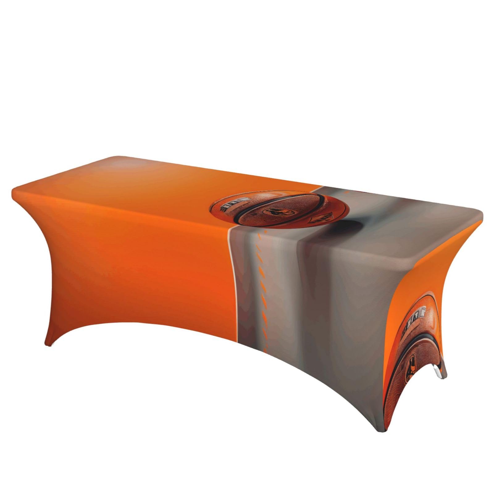 AYYQWE Basketball Orange Print Elastic Rectangular Tablecloth For Banquet Outdoor Picnics Office Table Cover