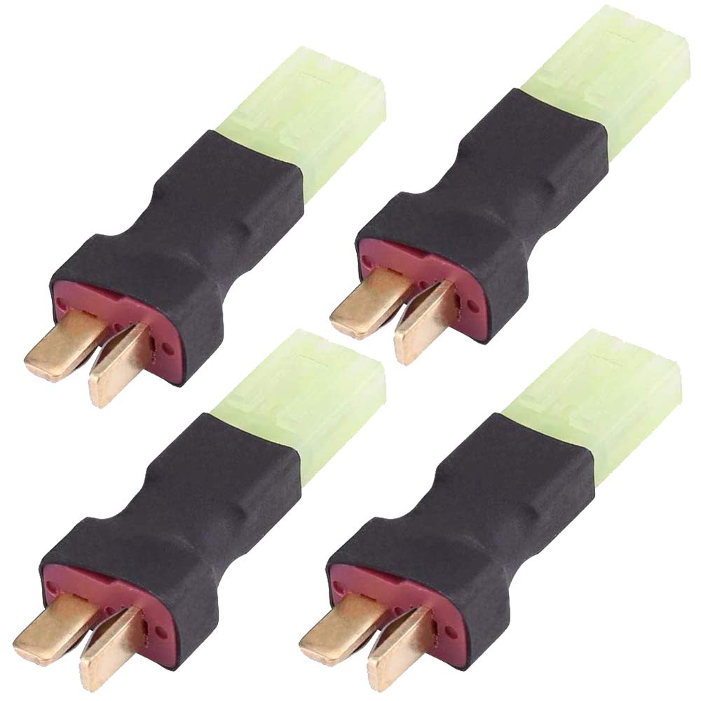 4 pcs No Wires Mini Tamiya Style Female Male Plug to Deans T Style Plug Female Male Adapter Wireless Connector for RC Drone Lipo Battery Charger ESC (mini tamiya female to T male)