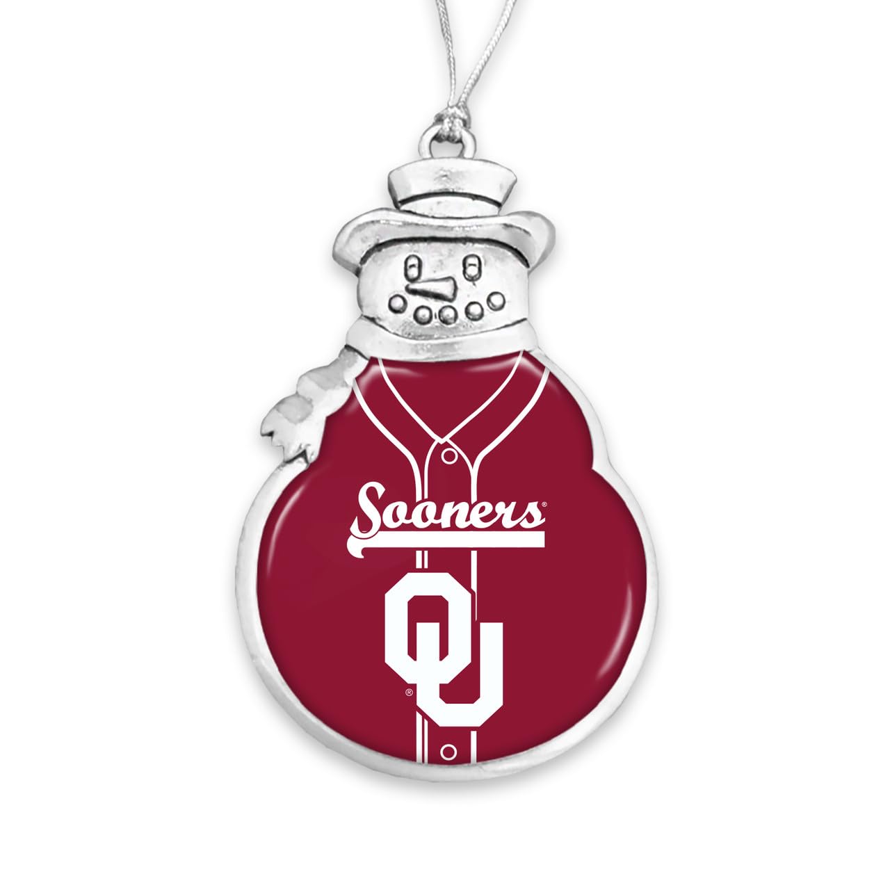 Oklahoma Sooners Snowman Softball Jersey Silver Christmas Ornament Gift OU