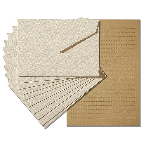 Tuhangcc Stationery Writing Paper and Envelopes Set with Jute Rope 4 X 6 for Writing Letter, (20...
