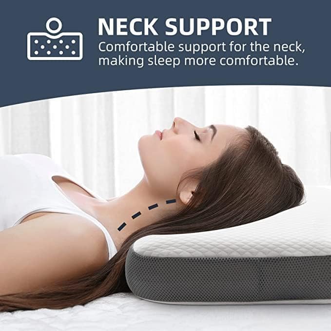 MASHUR FAB Memory Foam Pillow,Orthopedic Pillow for Neck Pain Cervical Contour Memory Foam Pillow,Orthopedic Pillow for Neck Pain,Orthopedic Contour Pillow Support 1-pcs (sf-04 Side Grey) 1
