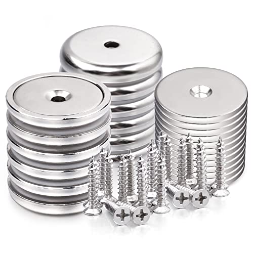 Image of LOVIMAG Strong Neodymium Rare Earth Magnets, 100LBS-12 Pack | Heavy Duty Cup Magnet with Countersunk and Screws for Tool Room, Kitchen Doors, Wall Mounting, Office
