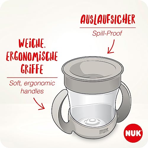 NUK Mini Magic Cup Trinklernbecher | auslaufsicherer 360°-Trinkrand | ab 6 Monaten | praktische Griffe | BPA-frei | 160 ml | neutral | 2 Stück