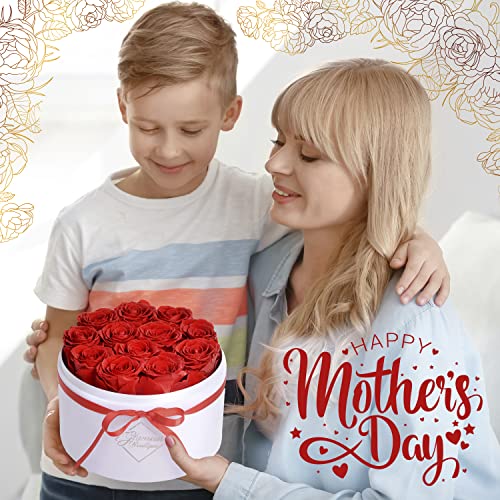 GLAMOUR BOUTIQUE Flowers Forever Gift Box, 12 Real Preserved Roses in Velvet Box, Floral Gift for Her, Mom or Wife for Birthday, Mother’s Day, Anniversary or Graduation, Red (Color-Treated)