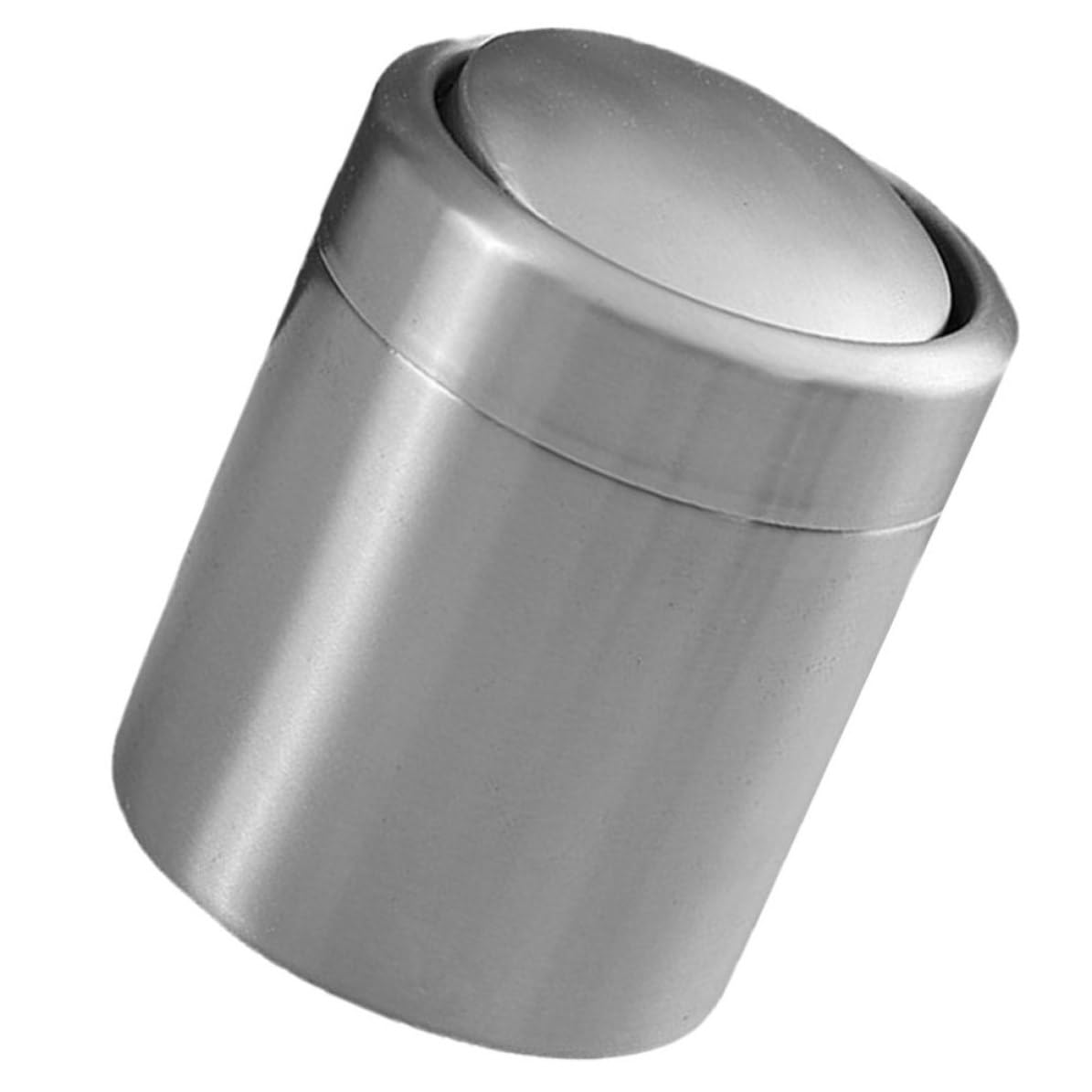 Garneck Cubo de Basura Pequeño Diseño Rectangular Moderno y Elegante de 1,5 L de Acero Inoxidable con Tapa Adecuado para Escritorio o Baño