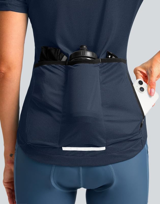 Women's Cycling Jersey Short Sleeve Bike Shirts Full Zipper Bicycle Biking Tops with Pockets Road Mountain Riding - Image 3