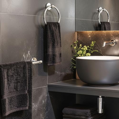 Image of Gatco 5210 Gibson Towel Bar, Chrome, Wall-Mounted Bathroom Towel Bar, Heavy Duty Decorative Hardware with EZ Ancor Mounting