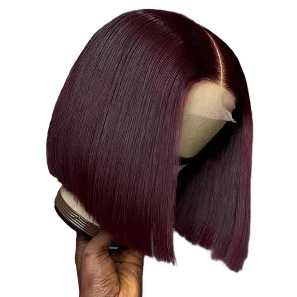 Haarpflege Kurze Stumpfe Perücke Mit Bob-Schnitt In Roter Burgunderfarbe 13 X 4 X 1 HD-Spitzenfront Für Frauen Vorgezupft(26inches)