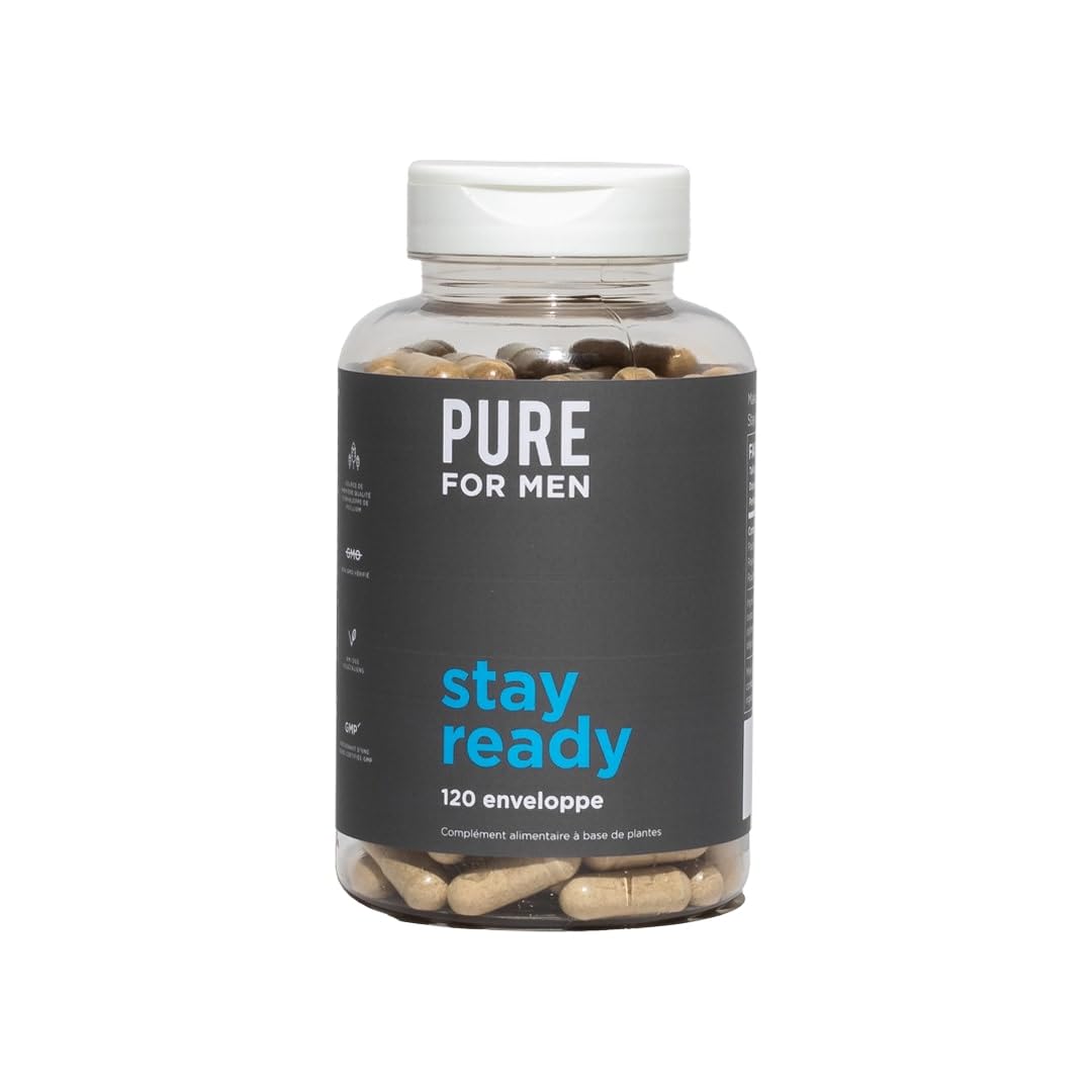 Pure For Men Supplément de fibres Original Cleanliness Stay Ready 120 capsules végétaliennes aide à promouvoir la régularité digestive Cosse de psyllium graines de chia fibres d'avoine