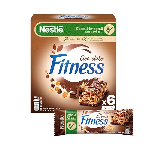 FITNESS Chocolate Barrette Cereali Integrali con Cioccolato Fondente, 6 Barrette da 23,5g (141g)