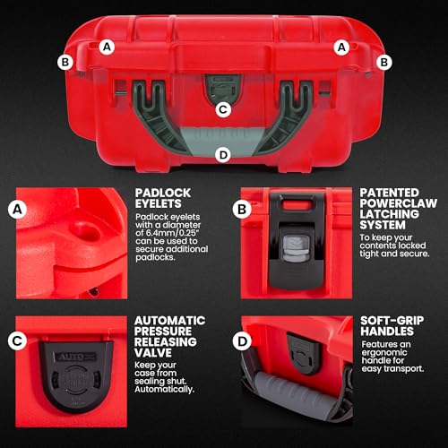 Image of NANUK 905 Waterproof First Aid Case Empty - Durable, Medical First Aid Organizer Case, IP67-Rated, Dustproof, Impact-Resistant, and Floats (9.4 inch x 7.4 inch x 5.5 inch) - Red