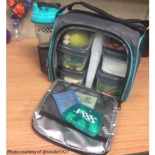 Fit and Fresh Original Jaxx FitPak Insulated Cooler Lunch Box, Meal Prep Bag with Portion Control Containers, Ice Pack, 28 oz Shaker, Standard, Teal - Thumbnail 3