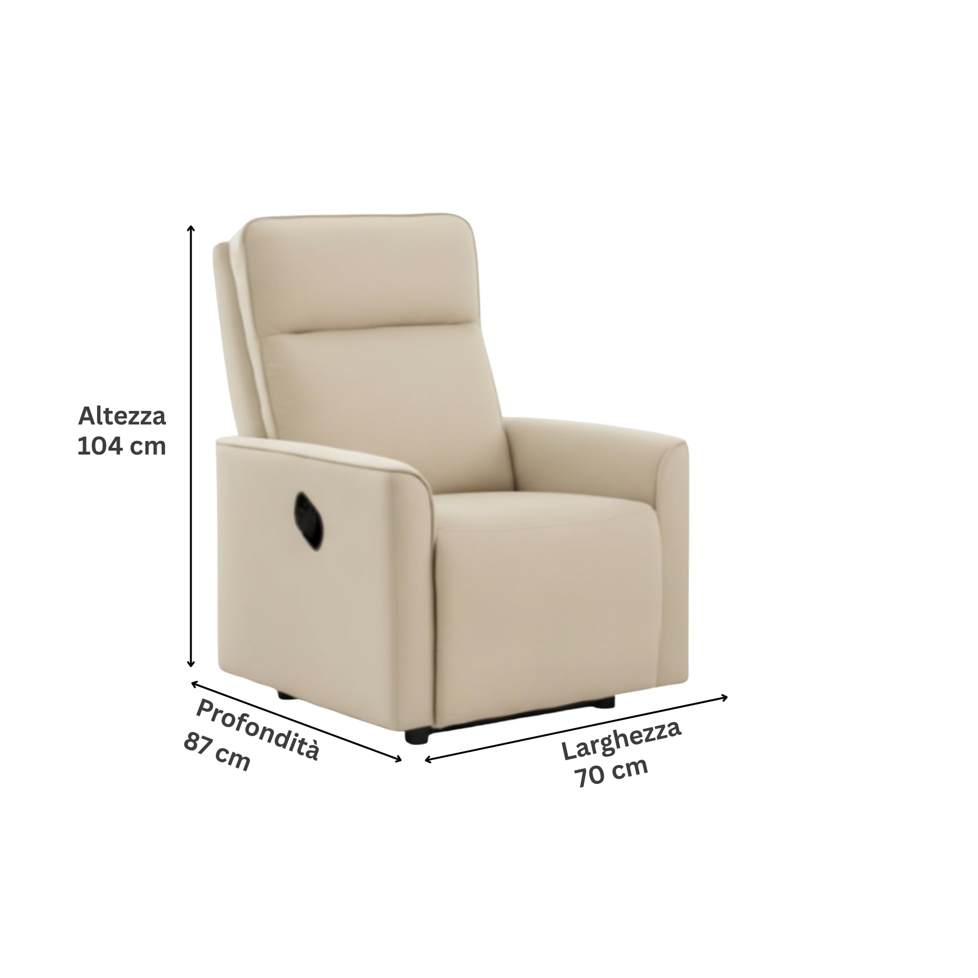 Cribel Poltrona Relax Manuale Carlotta in Tessuto Corda con Levetta Laterale | Schienale Reclinabile e Poggiapiedi Estensibile | Comfort e Design Moderno