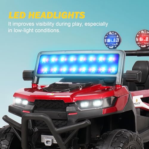 Image of Little Rides Trico 4x4 Battery Operated Jeep for Kids, Ride on Toy Baby Car with LED & RGB Light & Music, Rechargeable Electric Jeep, Big Battery Car for Kids to Drive 1 to 7 Years Boys Girls (Red)
