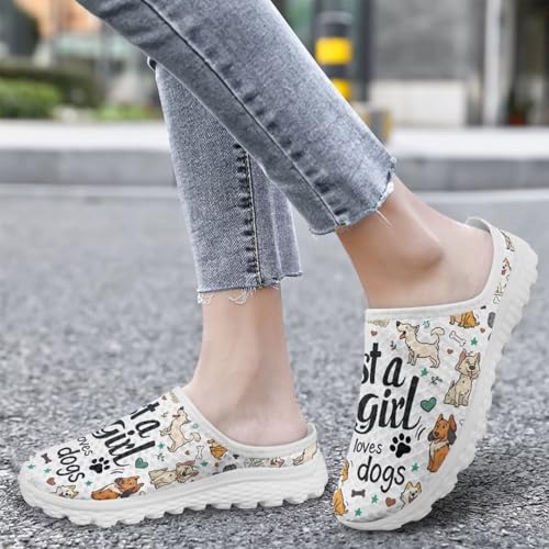 Dog Print Womens Mules Slip on Sneaker Round Toe Classic Garden Clogs Low Top Loafers Tennis Shoes3