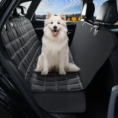 KYG Copertura per cani per sedile posteriore dell'auto 4 in 1, sedile posteriore con protezione laterale, 100% impermeabile, antigraffio e antiscivolo, per auto, camion e SUV, 135 x 147 cm, nero