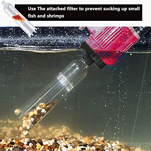 Aspirapolvere elettrica per acquario, con ghiaia, long ziming, 6 in 1, contenitore pesci, sifone acquari, cambio dell'acquario, filtro, pulizia dello sporco + pulitore di sabbia detergente crostacei - Image 7
